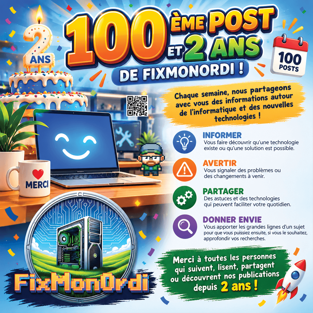 Le 100ème post de FixMonOrdi et ses deux ans d'existence