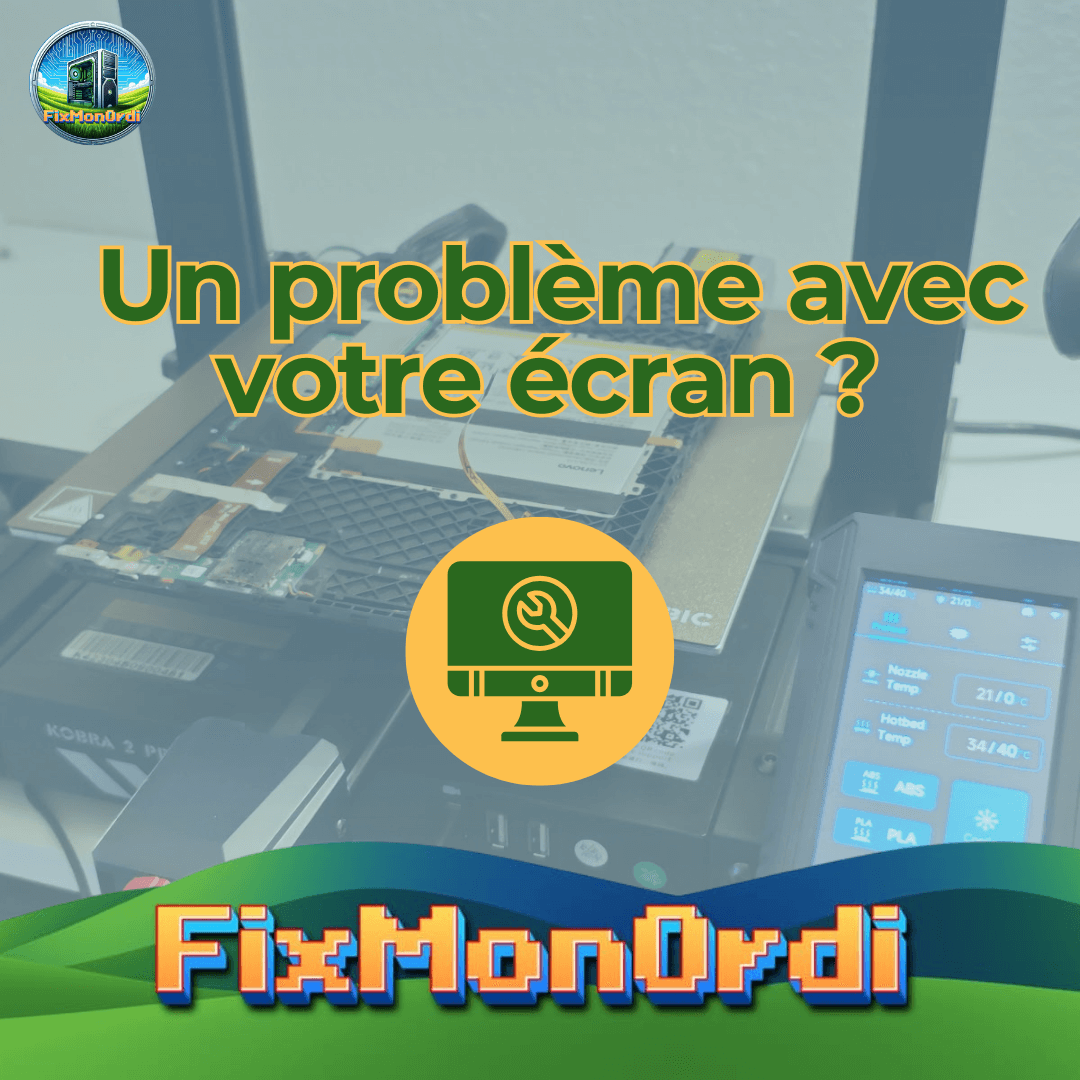 Image d'une réparation d'un écran d'ordinateur ou d'une tablette chez FixMonOrdi