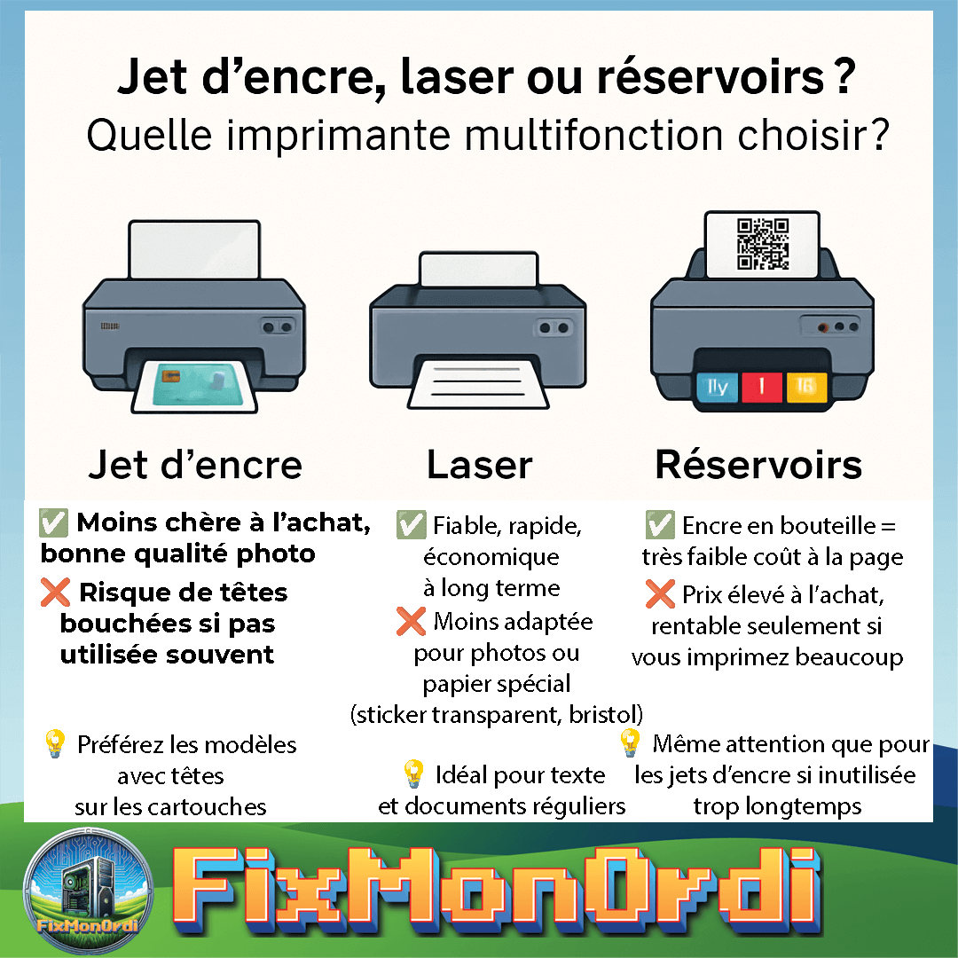 Quelle imprimante choisir, laser, jet d'encre, ou réservoirs