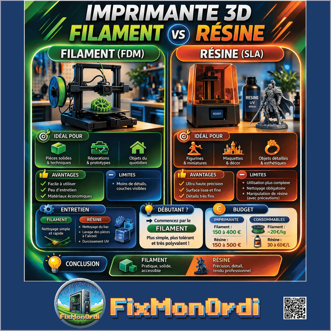 Quelle imprimante choisir pour débuter l'impression 3D, filament ou résine ?