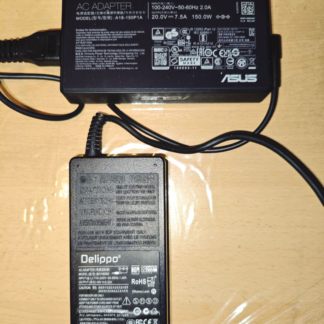 Comparaison alimentation d'origine ASUS FX505G et alimentation NONAME